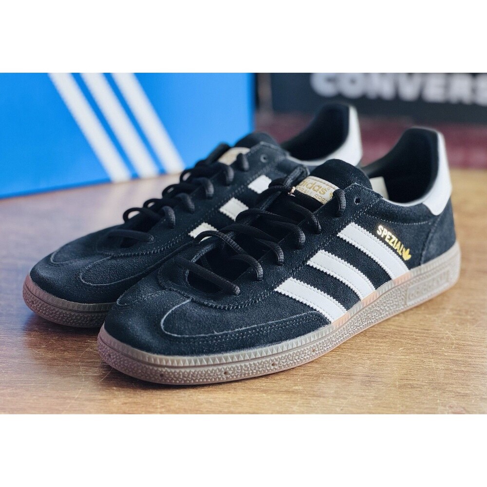 Men’s Size 10 adidas Handball Spezial Core Black White Gum Suede DB3021 NIB